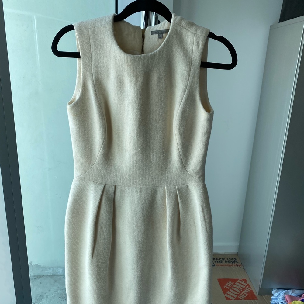 Uterque (Massimo Dutti) beige knee length wool dress